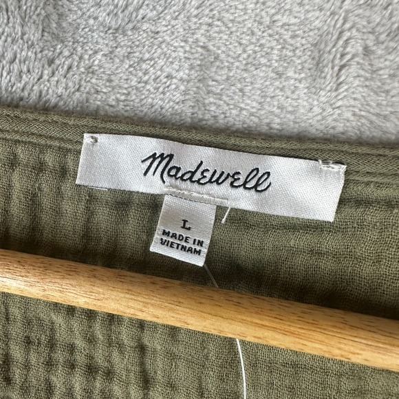 Madewell Lightspun Gauzy Julianne Smocked Waist Top Green Size Women's Large NEW - Picture 3 of 7